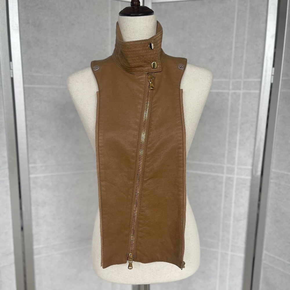 NWT Veronica Beard Camel Leather Moto Dickey sz 00-14